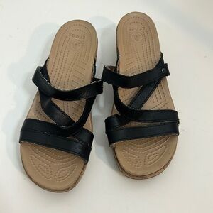 Crocs Tan Black Straps Wedge 8